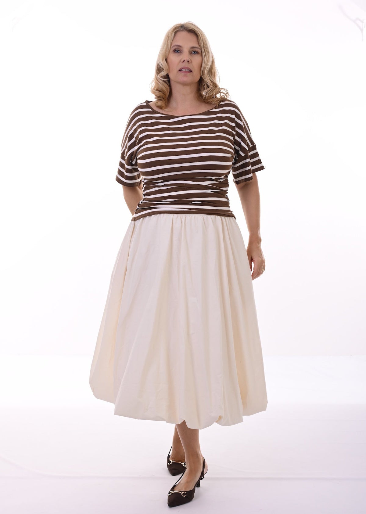Marina Top In Hazel And Cream Breton Stripe