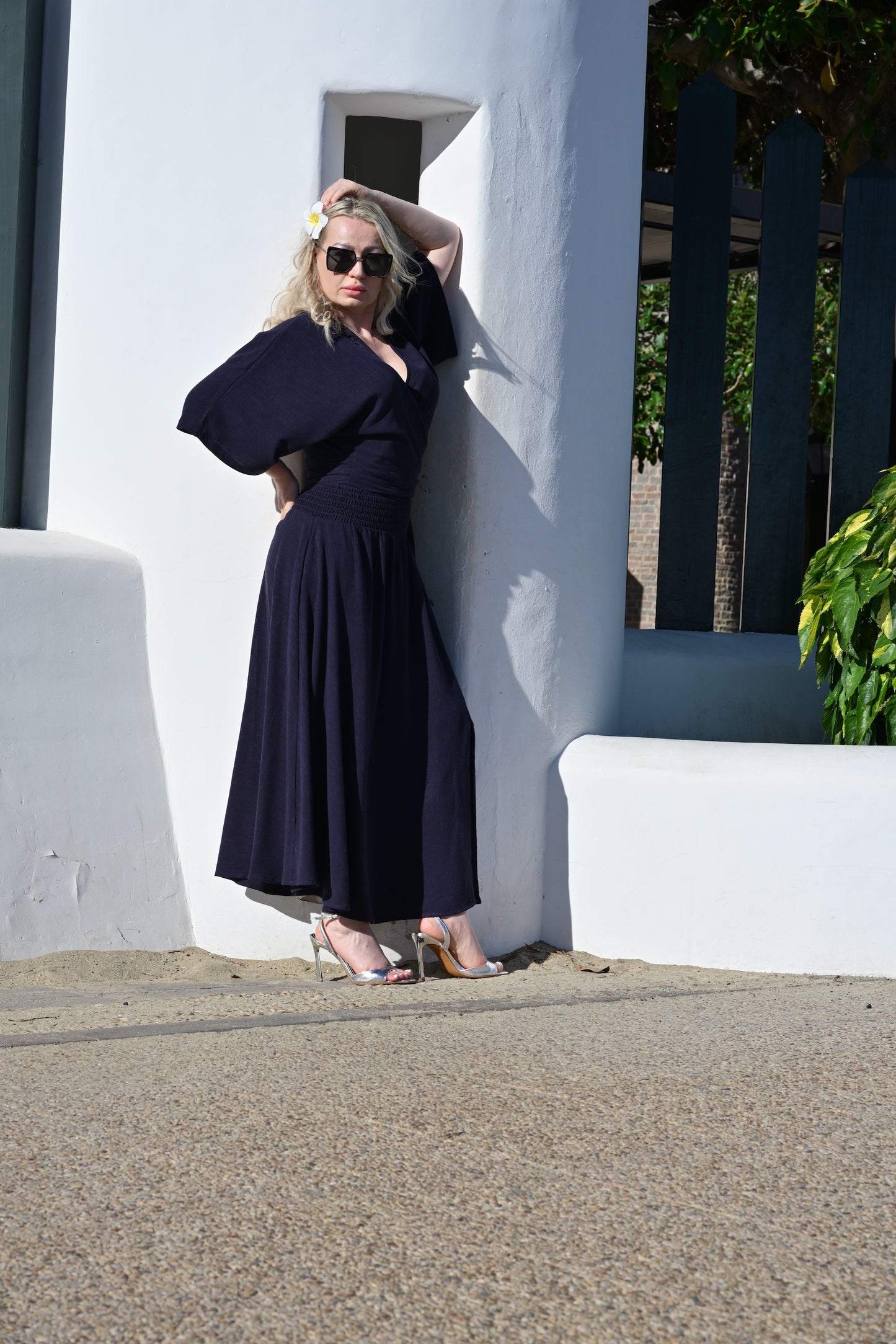 Sicily Midaxi Skirt With Split in Navy