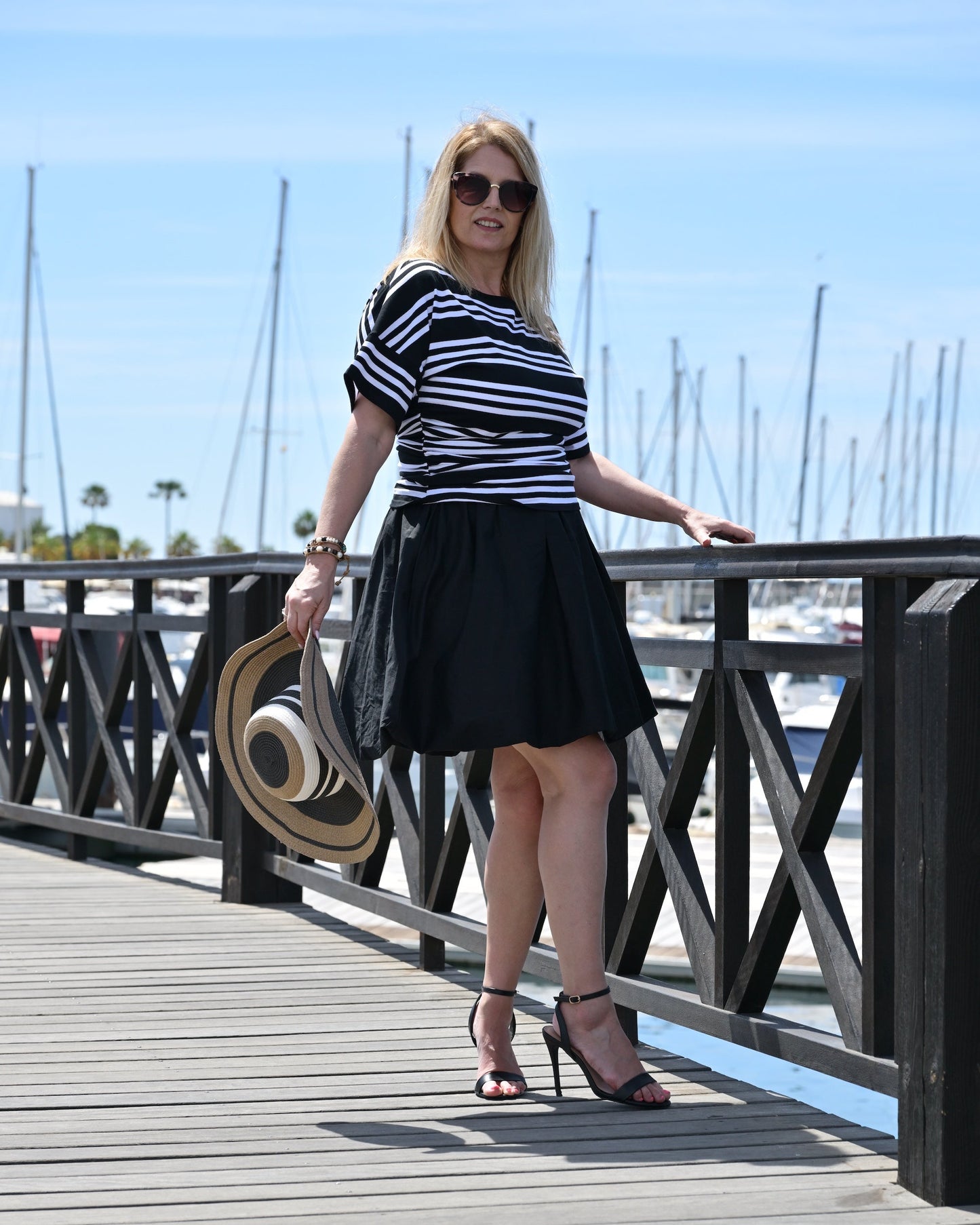 Marina Top In Black Stripe
