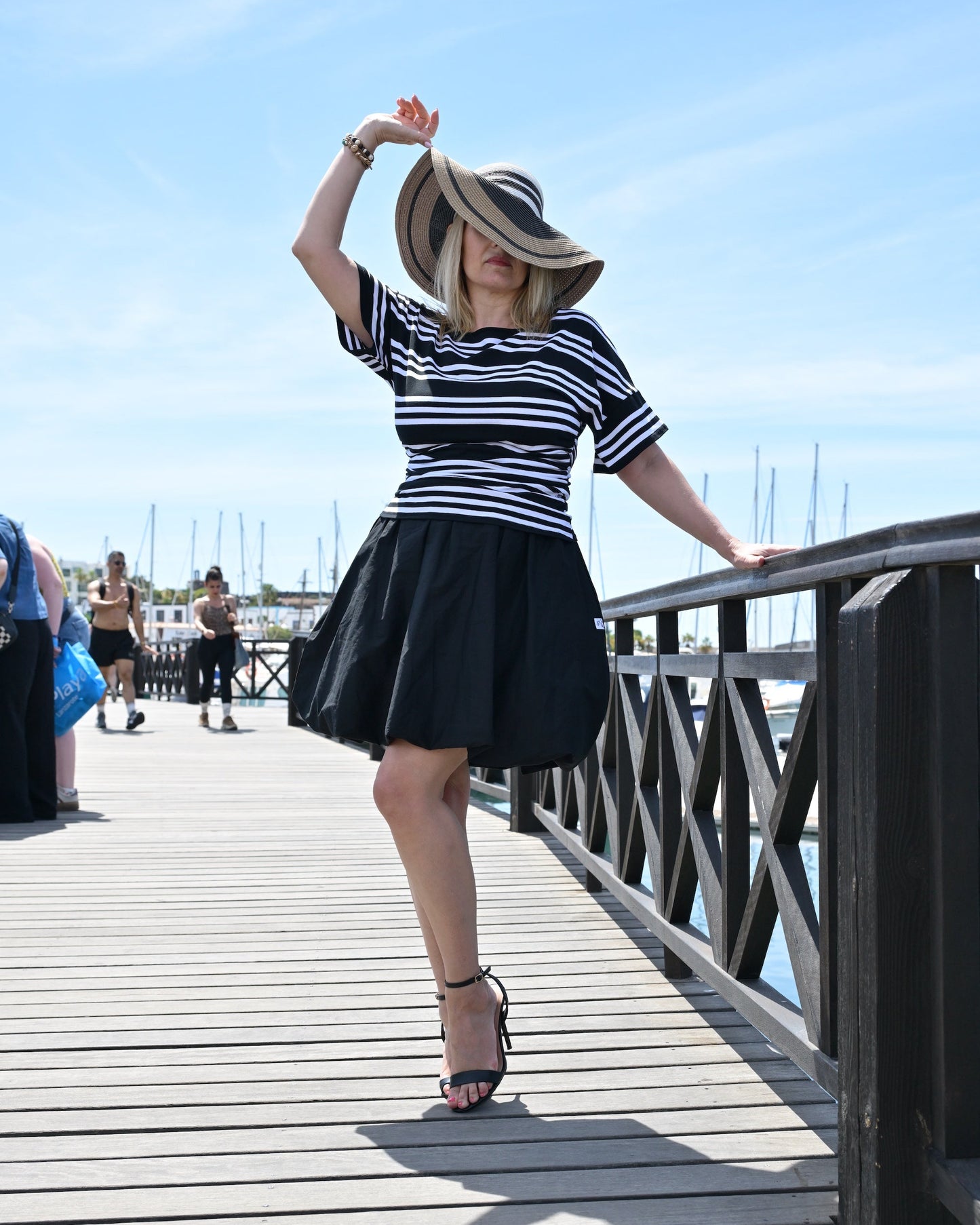 Marina Top In Black Stripe