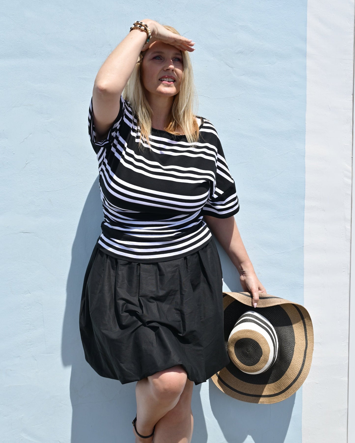 Marina Top In Black Stripe