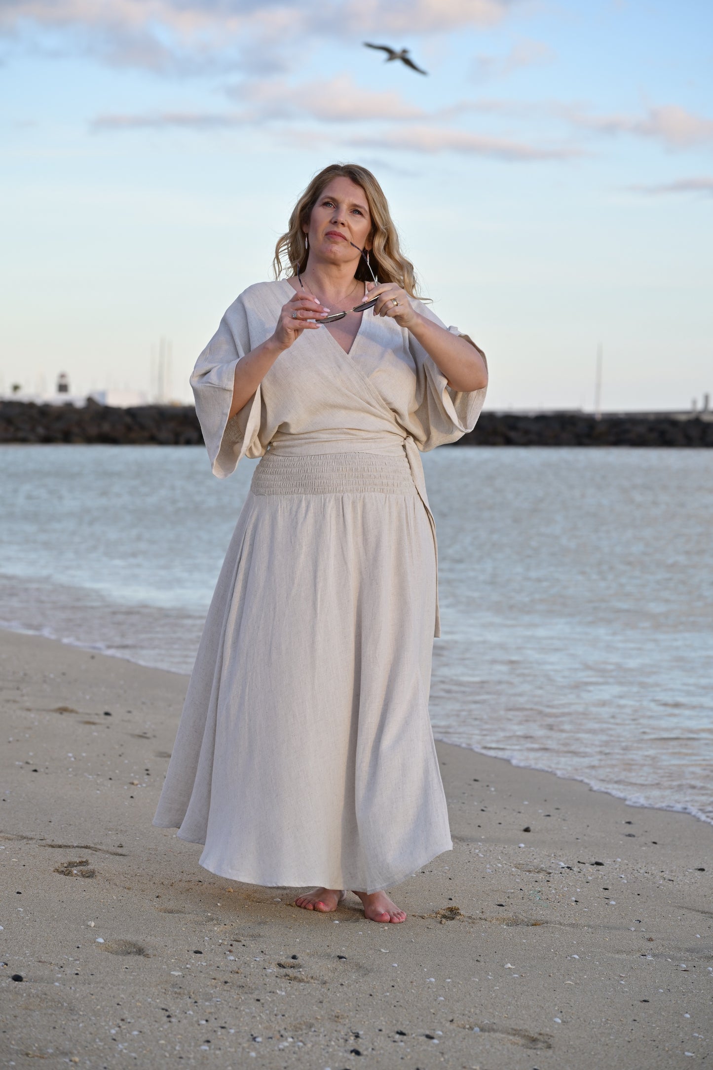 Sicily Midaxi Skirt With Split In Oatmeal