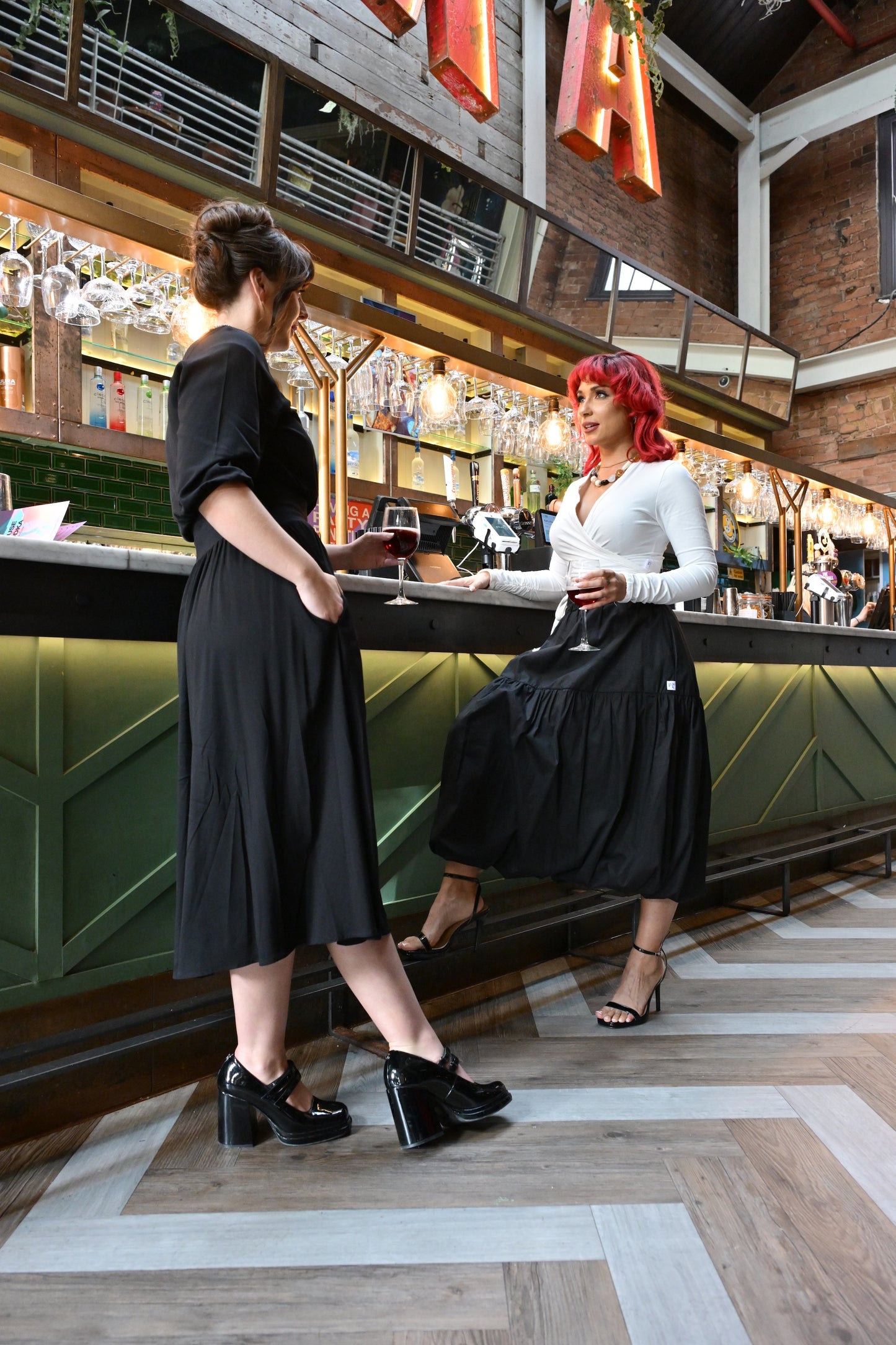 Mylar Puffball Midi Skirt In Black