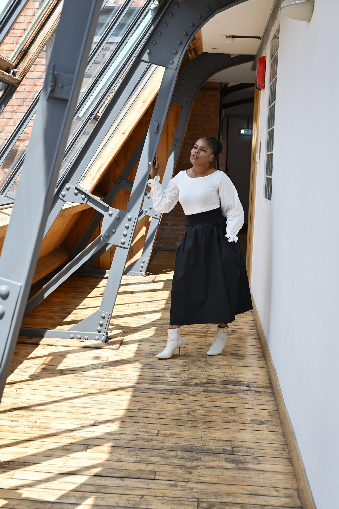 Jupe midi Alice noire à poches