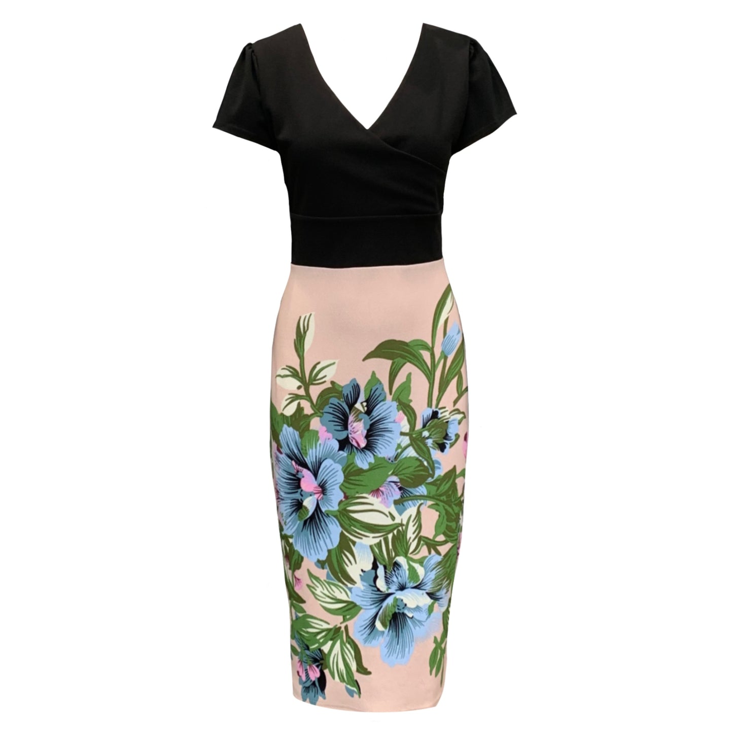 Pippa Bodycon Dress In Black And Nude Print