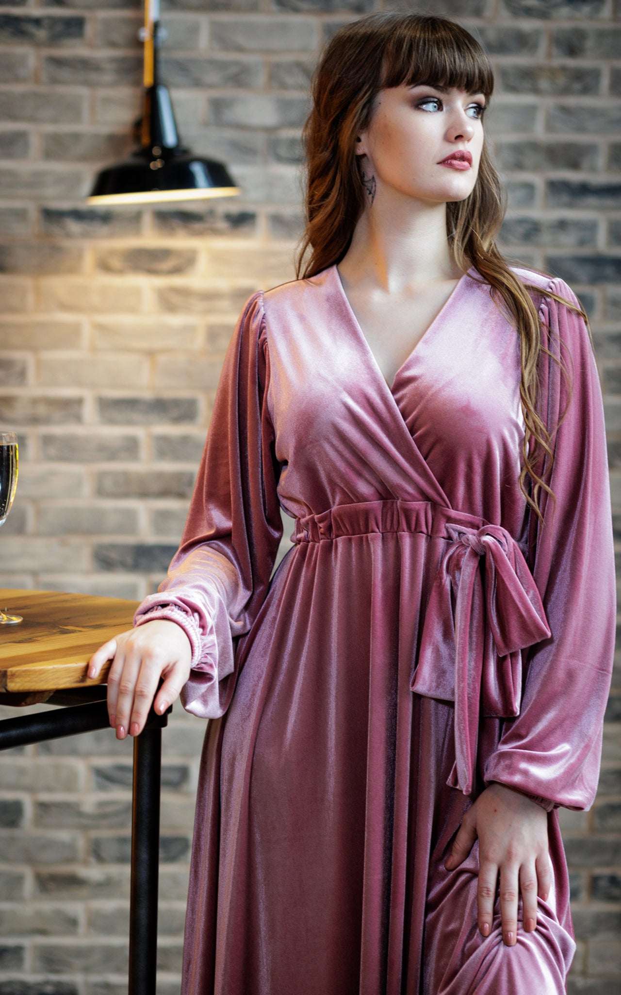 Tima Midi Dress In Dusky Pink Velvet