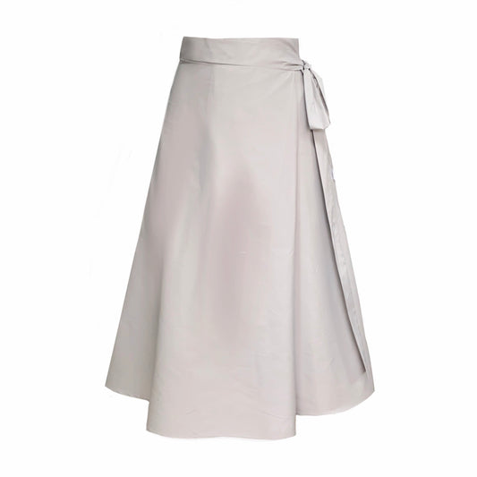 Jupe portefeuille mi-longue Illusion noire avec poches