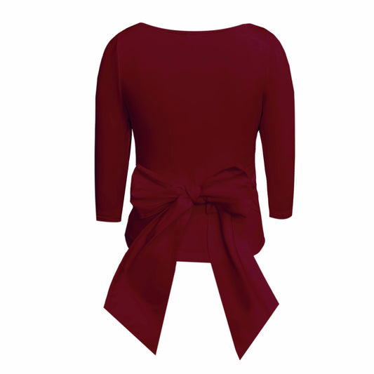 Primrose Top With Bow In Burgundy