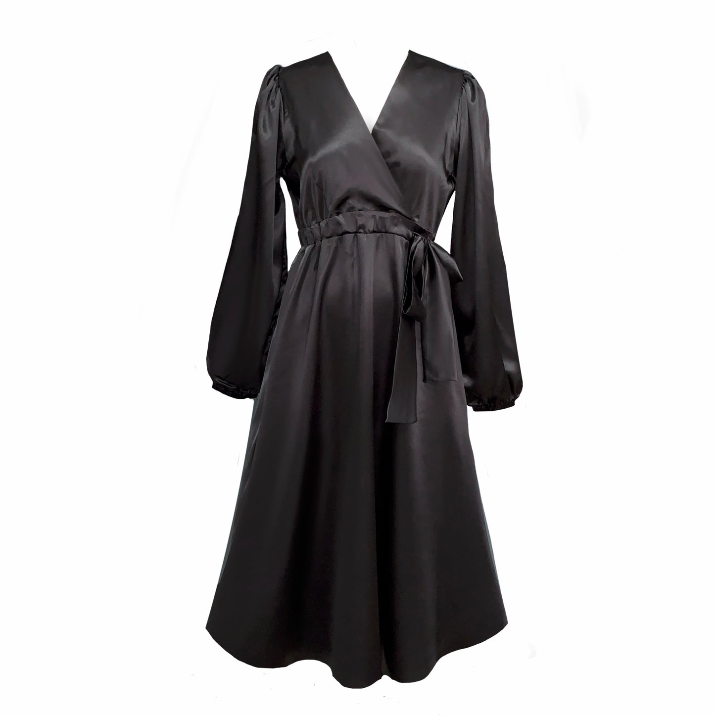 Tima Midi Dress In Black Satin