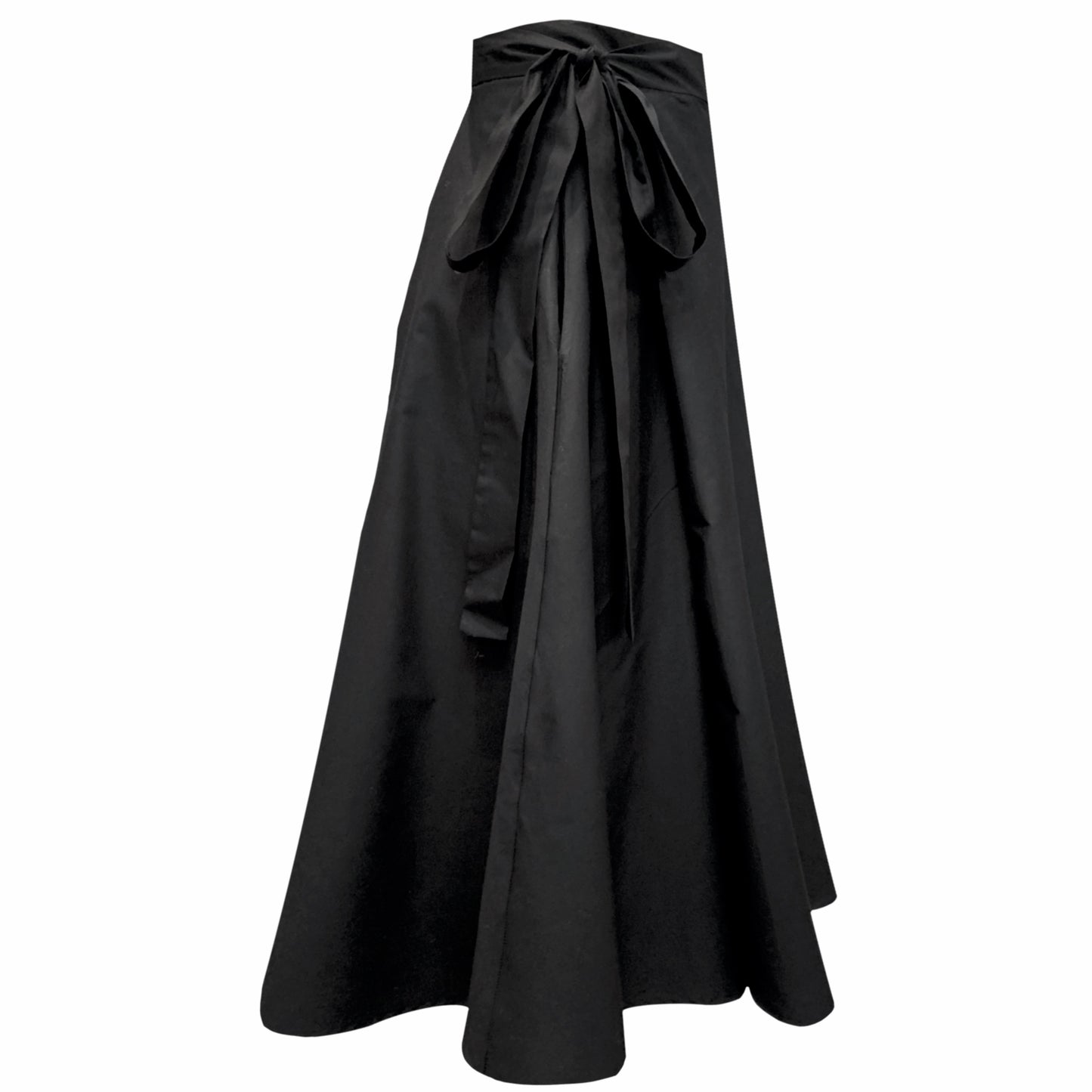 Illusion Wrap Midi Skirt In Black With Pockets