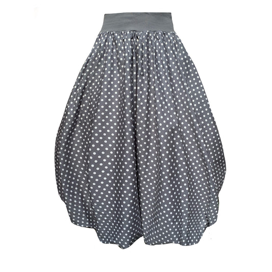 Enoki Puffball Skirt In Grey Polka Dot
