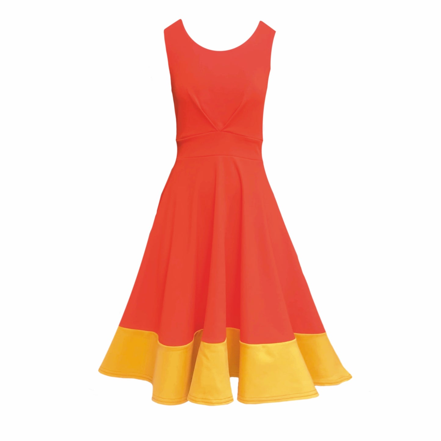 Isabella Dress In Flame With Contrast Stitch