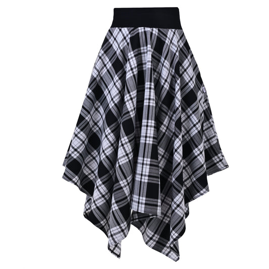 Black and white plaid skirt on a white background