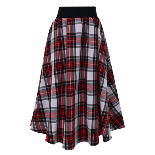 Jupe midi Bonnie à carreaux rouges