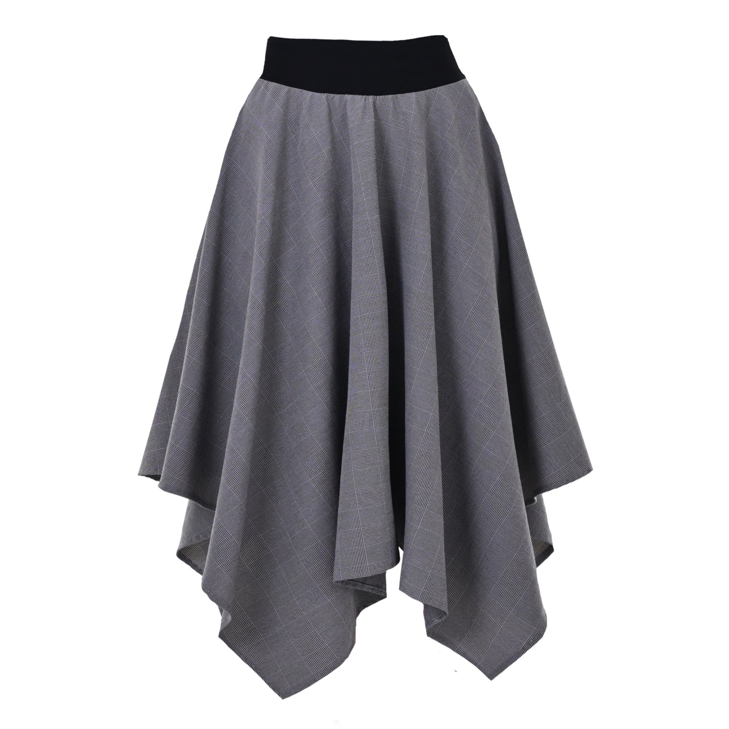 Jupe mi-longue orchidée avec poches en noir