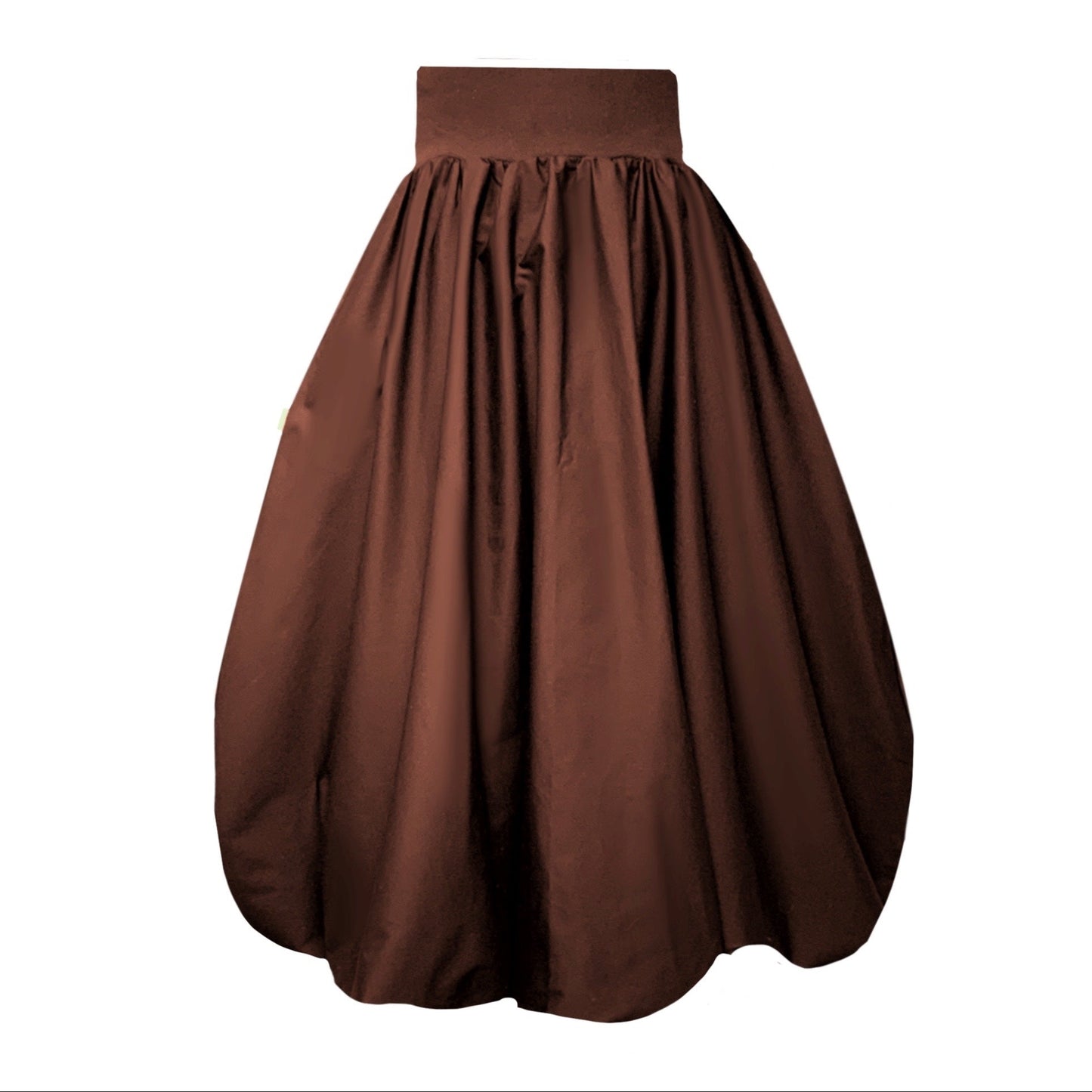Brown puffball midi skirt against a white background