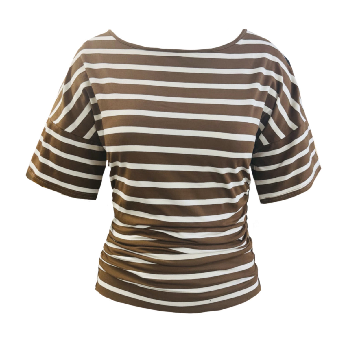 Marina Top In Hazel And Cream Breton Stripe