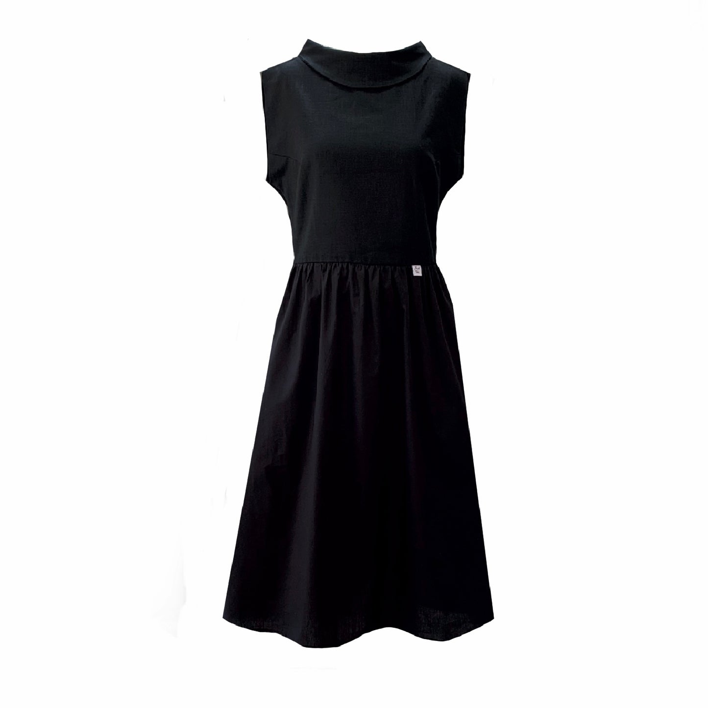 Midi Bass Dress With Cap Sleeve In Black