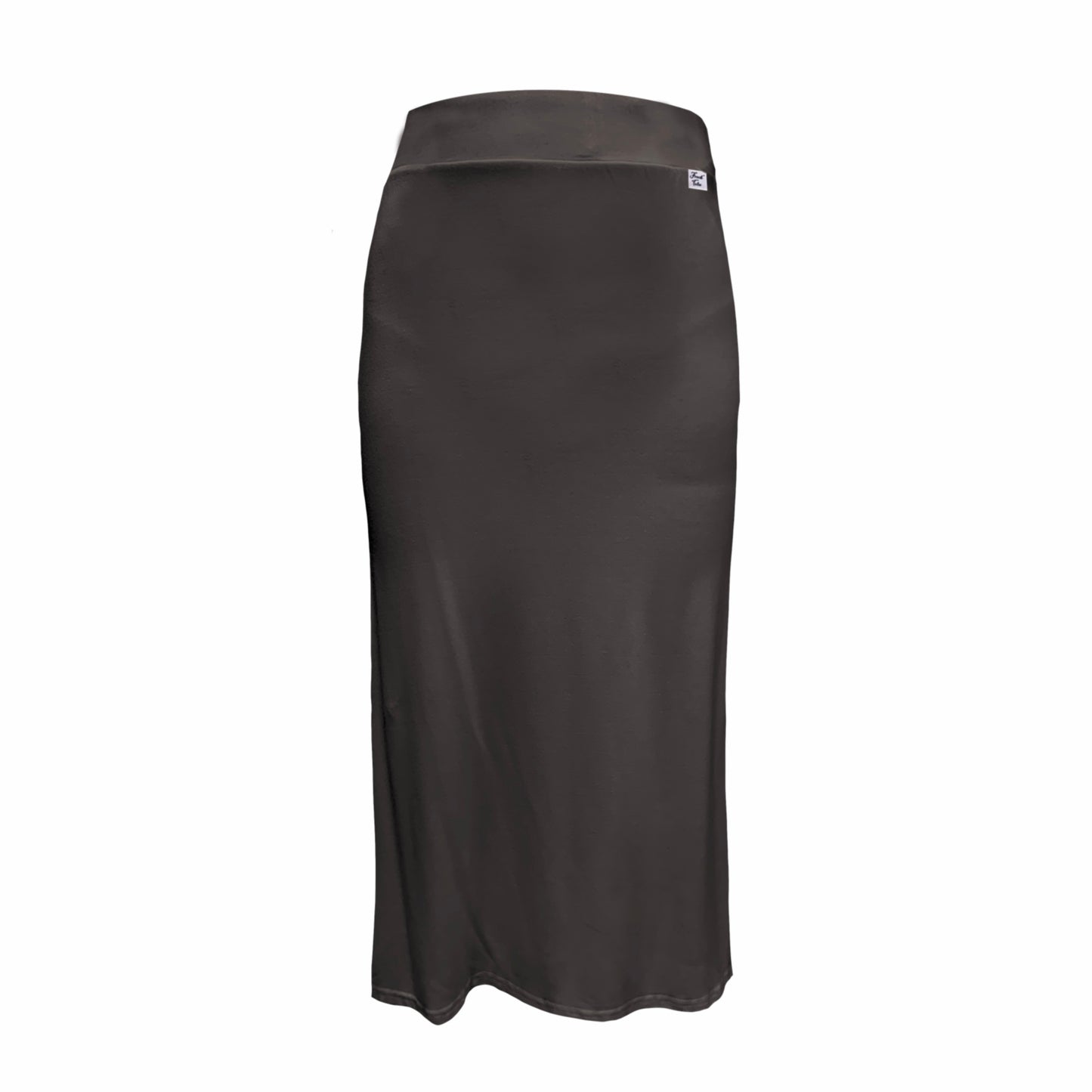 Petal Midi Skirt With Side Split In Charcoal