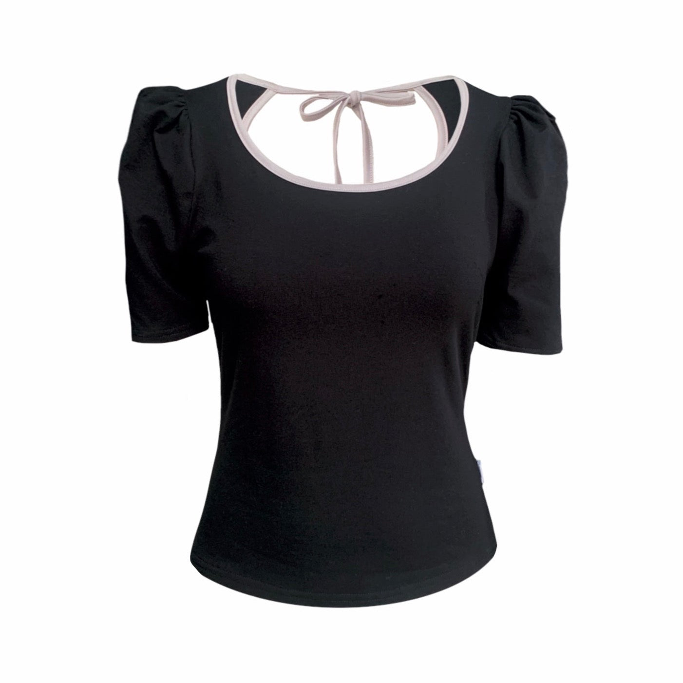 Belle Top With Scoop Neck In Black And Silver