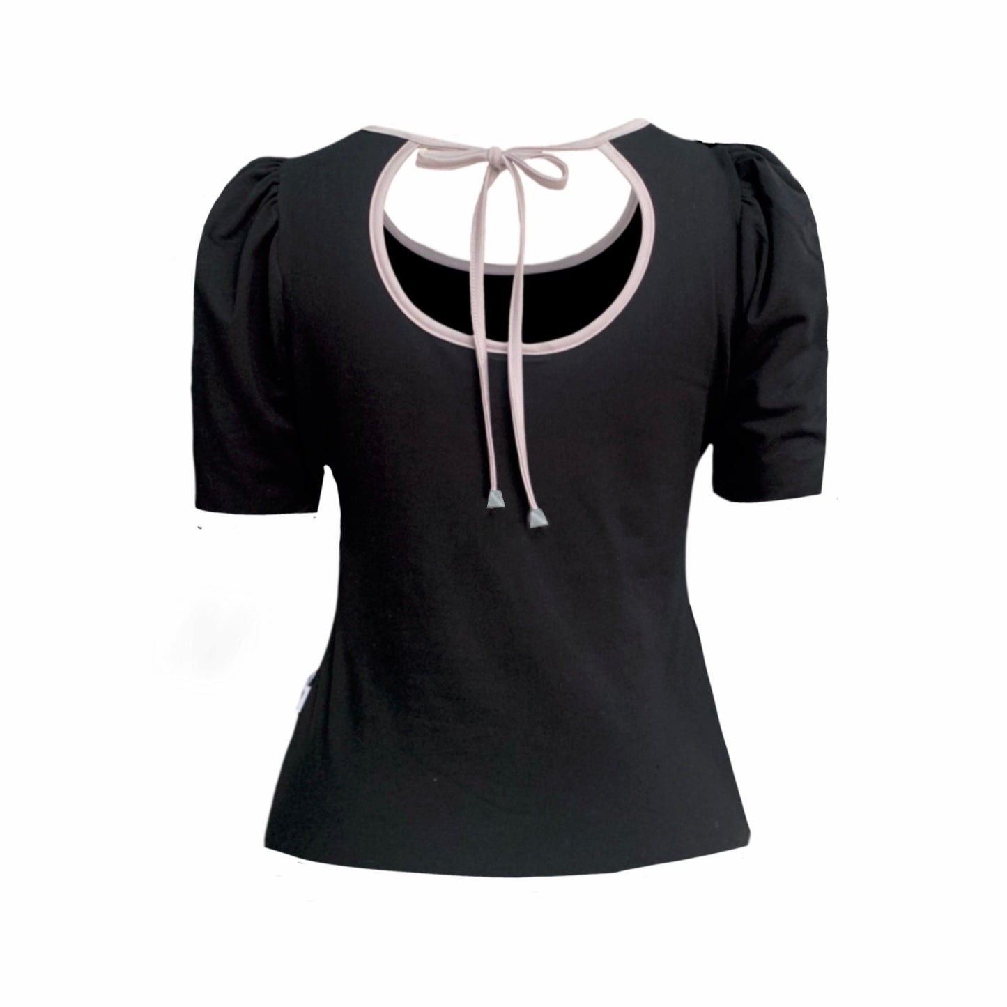 Belle Top With Scoop Neck In Black And Silver