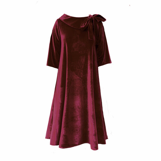 Madelaine Midi Dress In Wine Velour