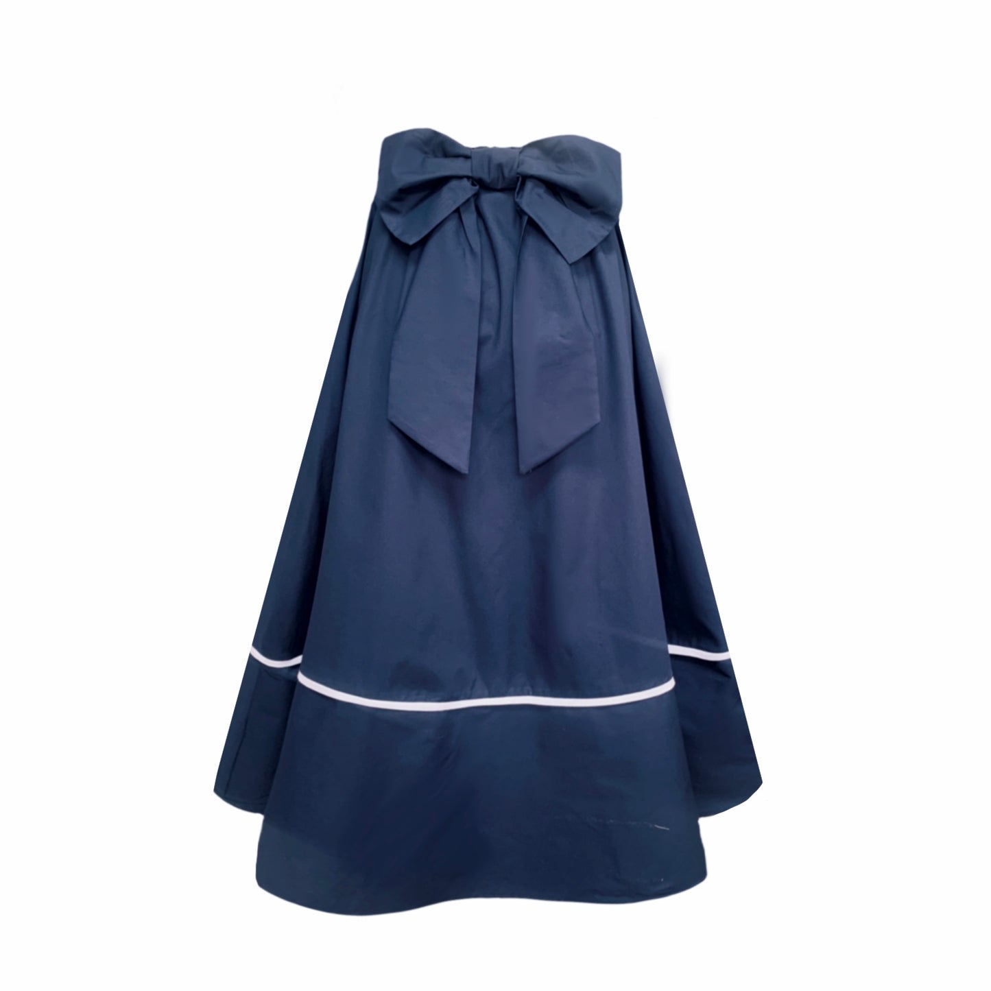 Beau Midi Skirt In Navy Blue With White Trim