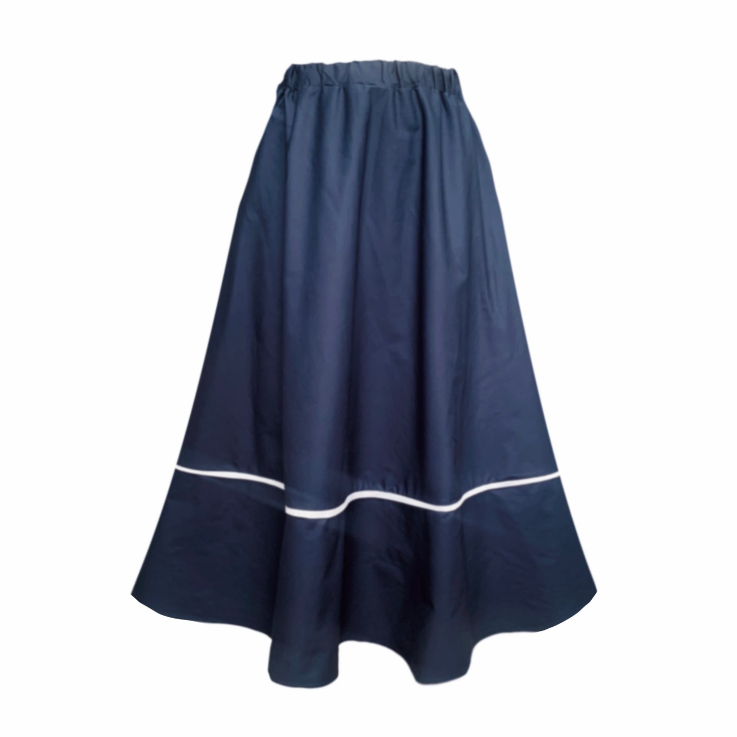 Beau Midi Skirt In Navy Blue With White Trim