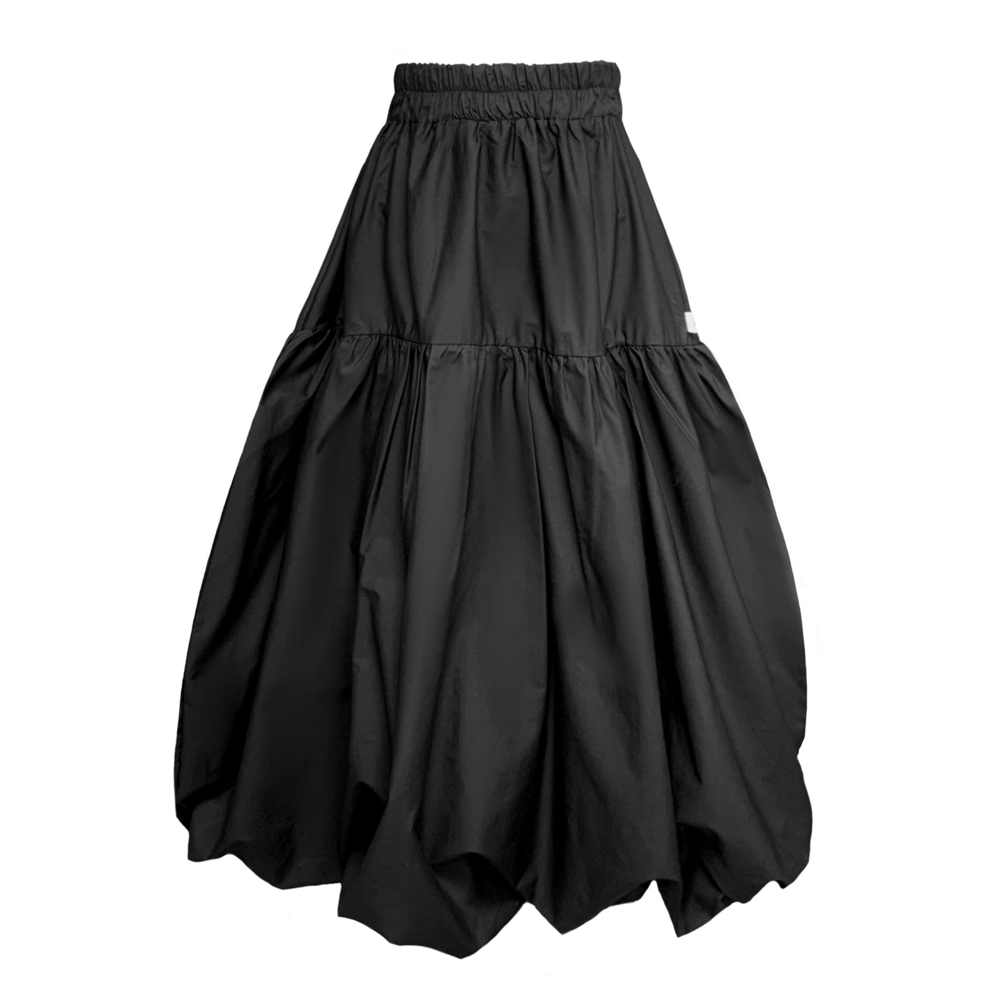 Mylar Puffball Midi Skirt In Black