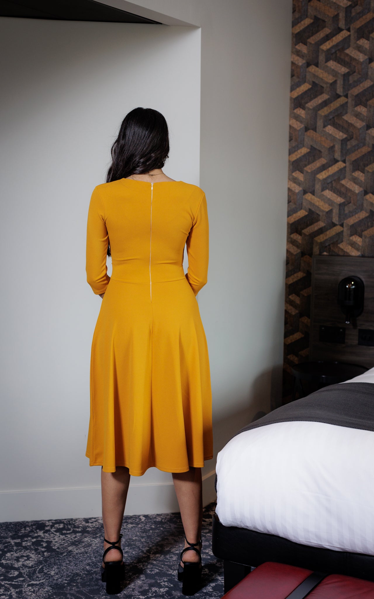 Amy Midi Dress In Golden Yellow