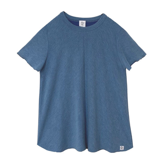 Flared Long Length Tee with Short Sleeve In Water