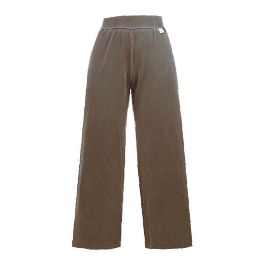 This is a straight leg mocha coloured trouser silhouetted against a white background. The trouser is in the centre of the image.