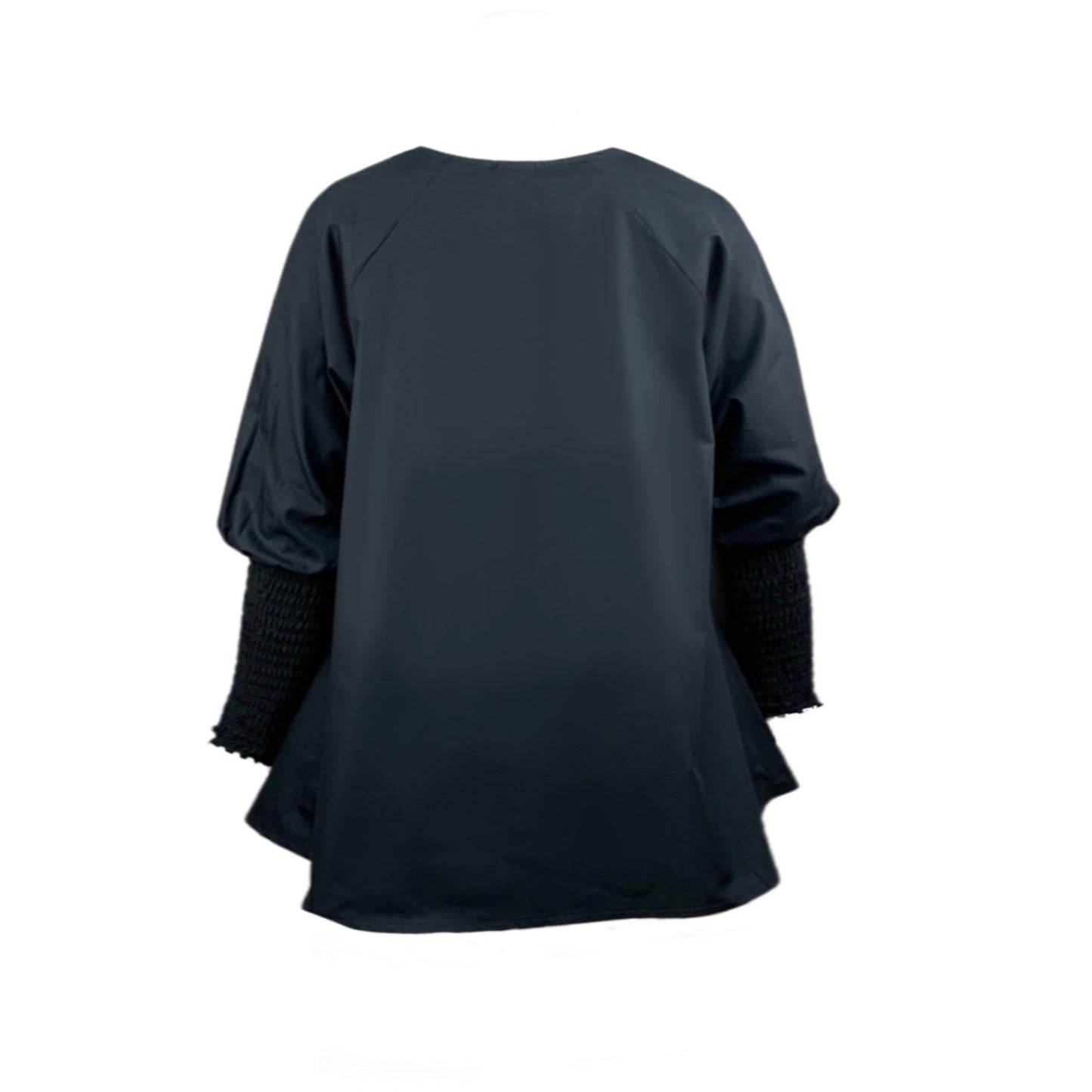 Reed Top with Long Sleeves Shirred Cuff in Black