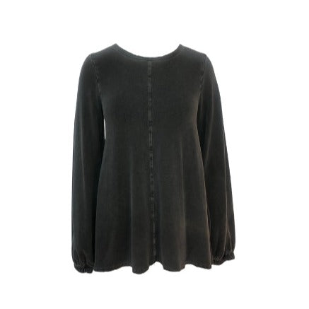 Guru Flared Top with Blouson Sleeves in Charcoal