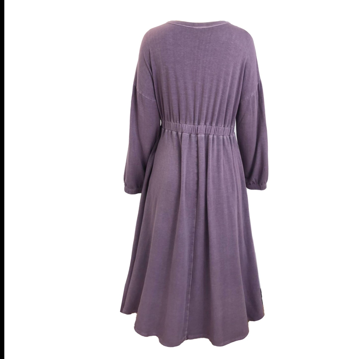 Rustic Midi Dress With Long Sleeves In Pale Grape