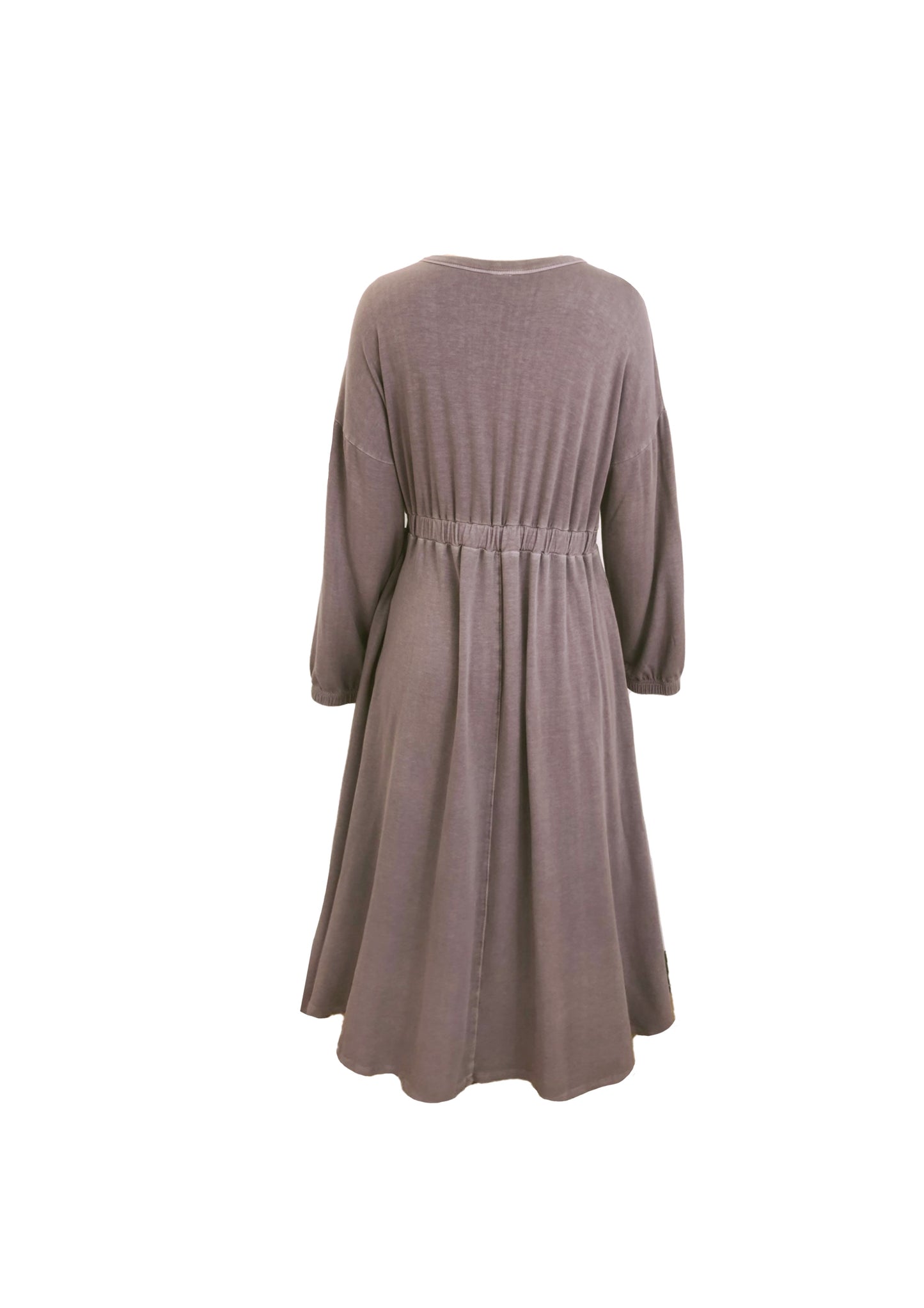 Rustic Midi Dress with Long Sleeves in Cool Mocha